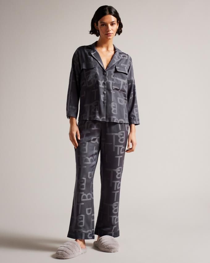 Pyjamas Ted Baker Monogram Print Pyjama Set Grise Foncé Femme | QOW-49210440